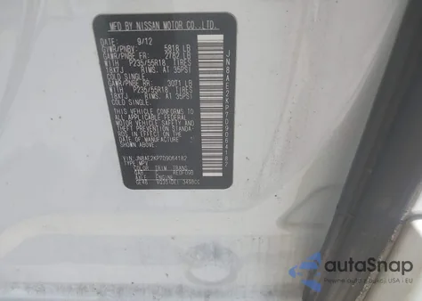 2013 Nissan Quest Le из США, поврежденный, VIN JN8AE2KP7D9064182